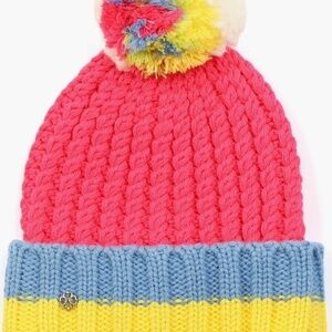 Kate Spade New York Super Soft Bright Neon Wool Blend Marble Pompom Beanie::NWT: